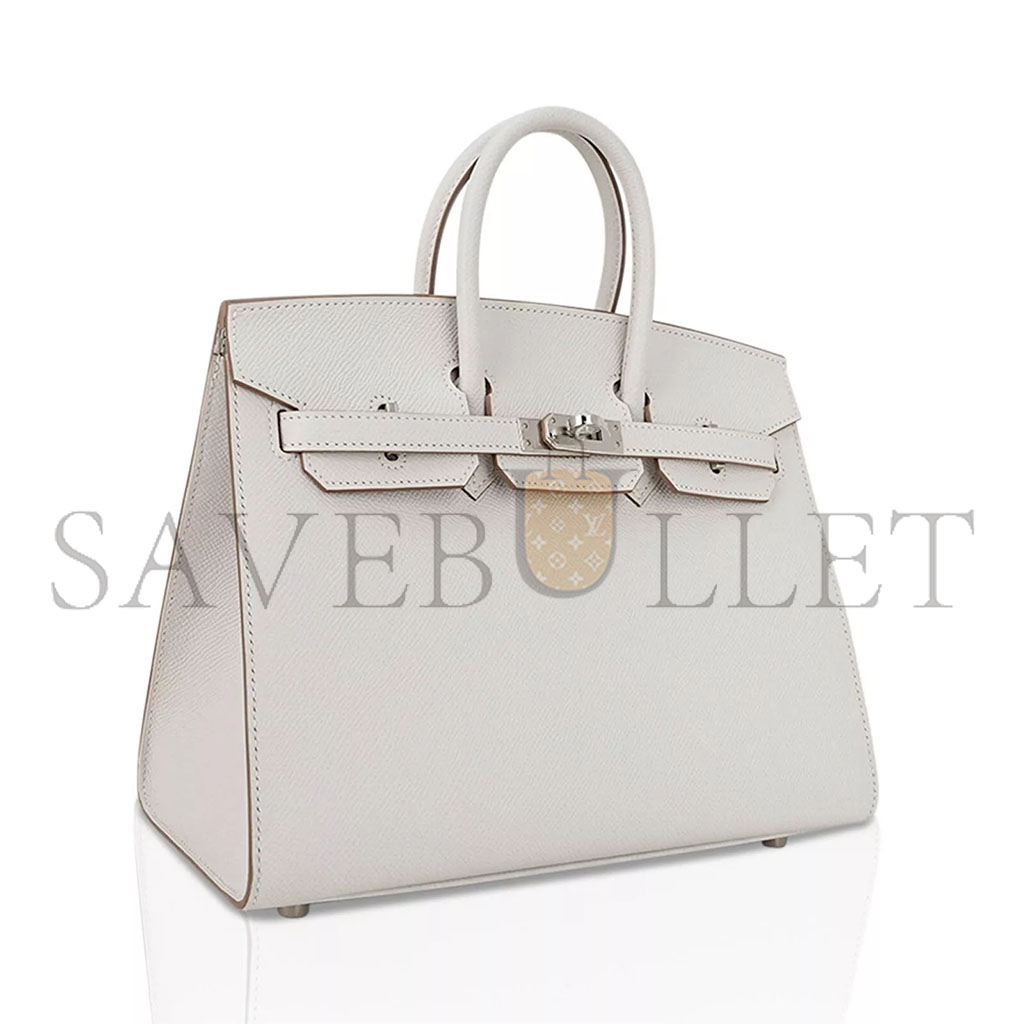 H**mes birkin 35 epsom leather pearl grey silver buckle luxury bag 205239520901 (35*28*18cm)